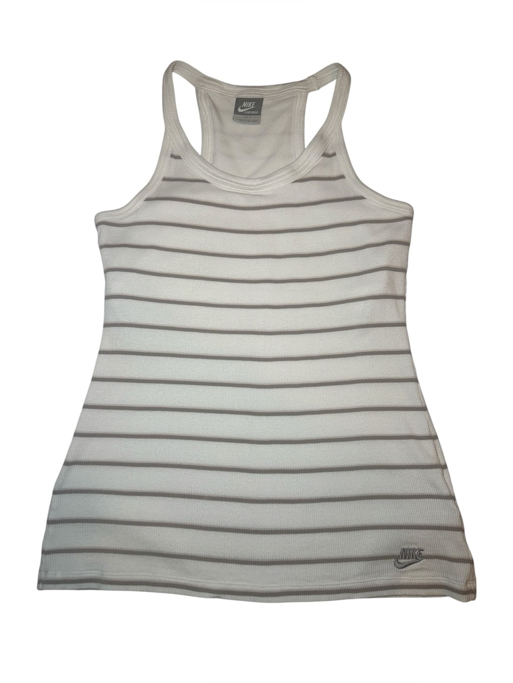 Nike 2-in-1 Women’s Striped Bra Running Raceback Tank Top Size Large EUC